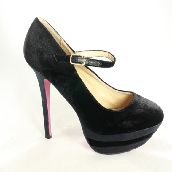 Shoe Dazzle Shoes - PAIR Signature Shoedazzle Mellody Velvet Platform Heels Sz 6 5 US Women
